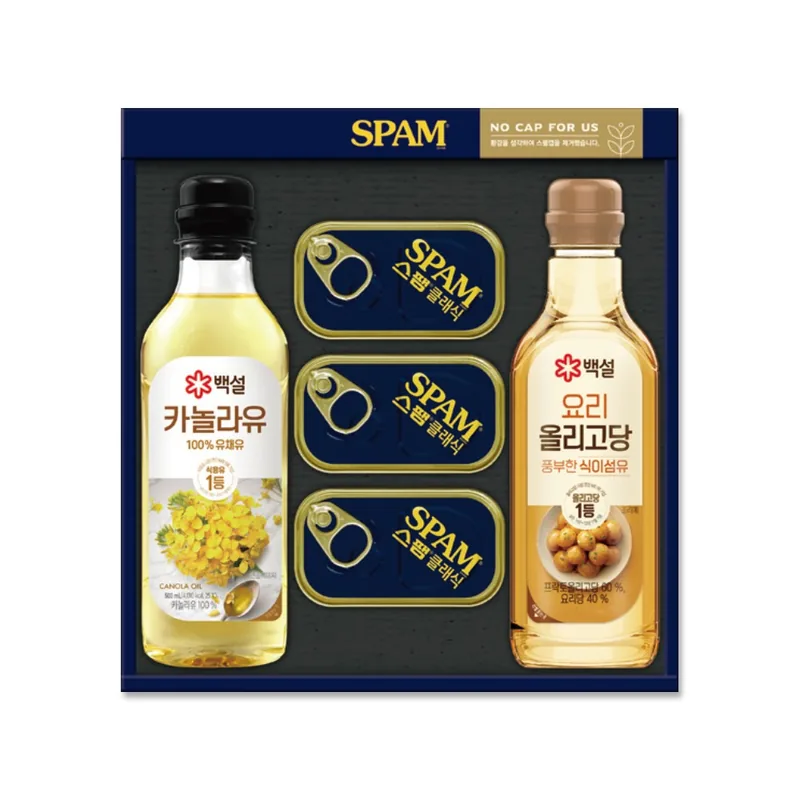 CJ제일제당 스팸 복합MC-B호 선물세트, 스팸 클래식 120g 3캔 + 백설 카놀라유 500ml 1병 + 백설 요리올리고당 500g 1병, 1세트