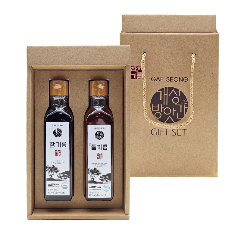 개성담은방앗간 참기름 + 들기름 선물세트, 180ml, 2병, 1세트