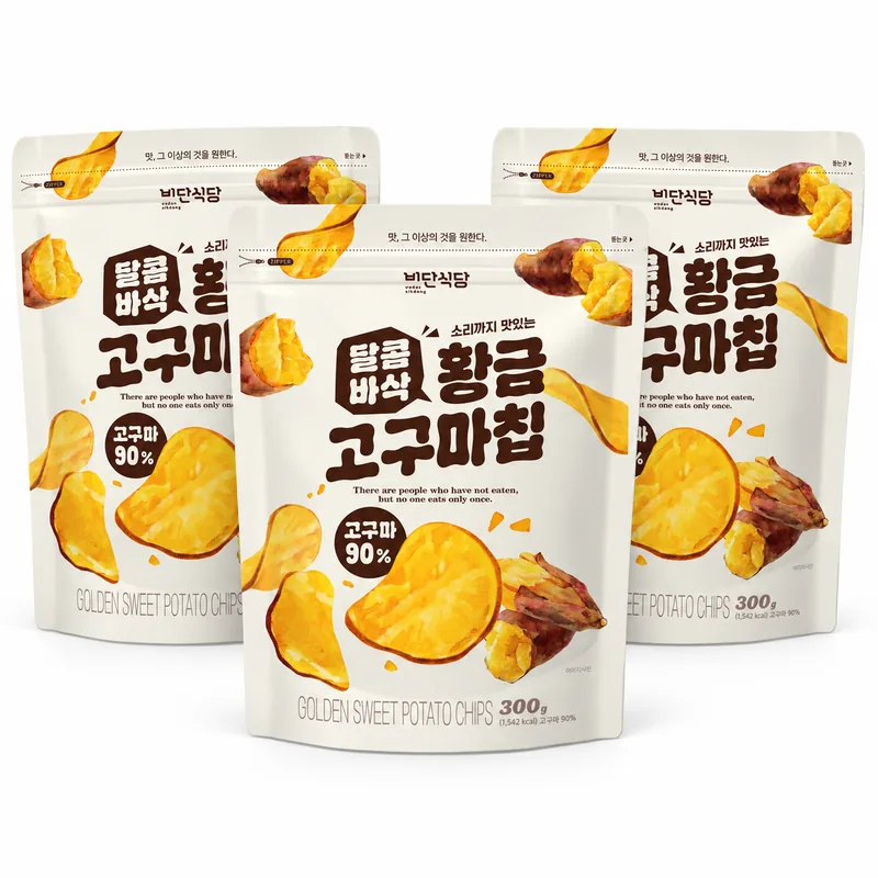 비단식당 달콤바삭 황금고구마칩, 300g, 3개