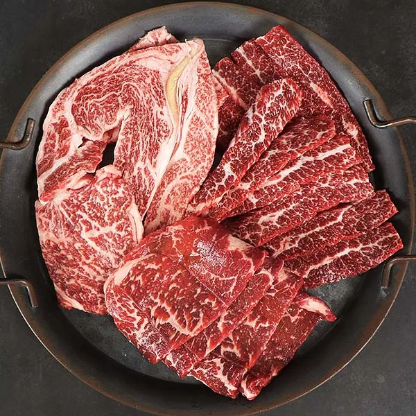 프리미엄 소고기 세트, 꽃등심 + 꽃갈비 + 치미살 + 서비스, 650g, 1개