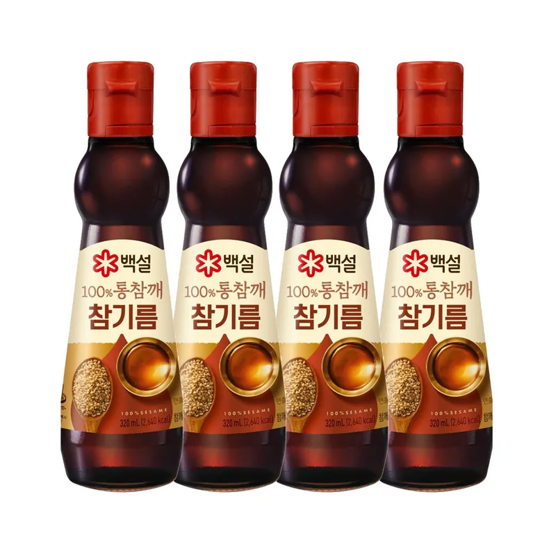 백설 백퍼센트 통참깨 참기름, 320ml, 4개