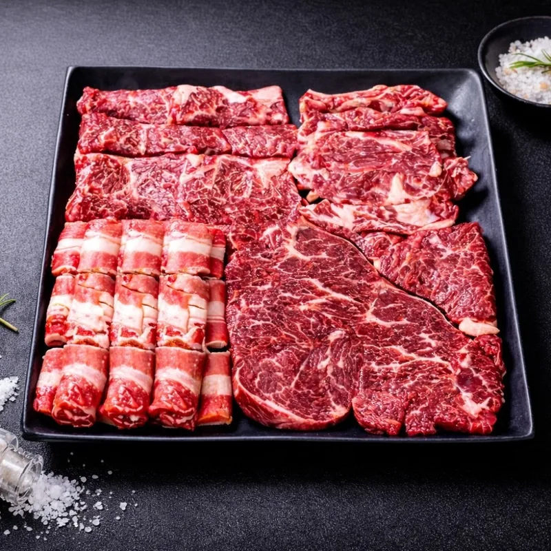 한가득 소고기 한판 세트, 살치 200g + 갈비 200g + 등심 300g + 우삼겹 300g, 1kg, 1개