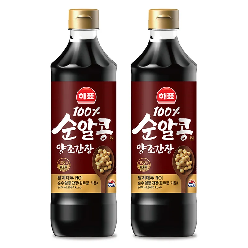 해표 순알콩 양조간장, 840ml, 2개
