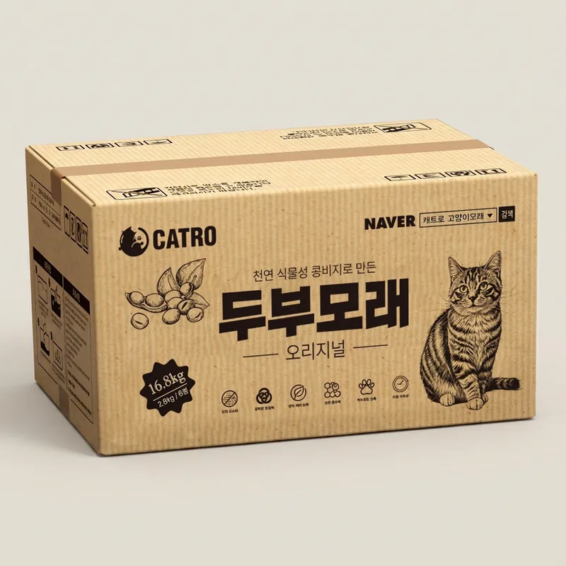 캐트로 두부모래 가는입자 오리지널, 16.8kg, 6팩