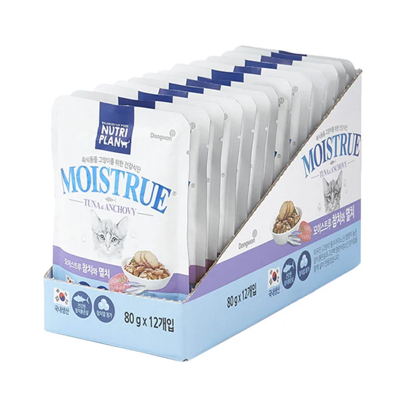 동원 뉴트리플랜 모이스트루 고양이 파우치, 참치+멸치, 80g, 24개입, 1개