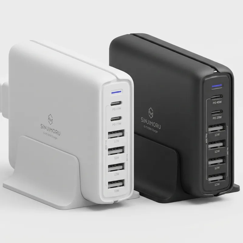 신지모루 90W 6포트 PPS 접지 초고속 멀티 C타입 USB PD 충전기 어댑터, 화이트, 1개