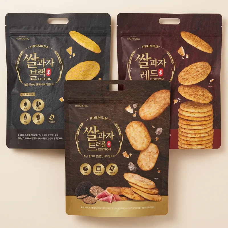 로마나 쌀과자 3종, 346g, 블랙 1개 + 레드 1개 + 트러플 1개, 1세트