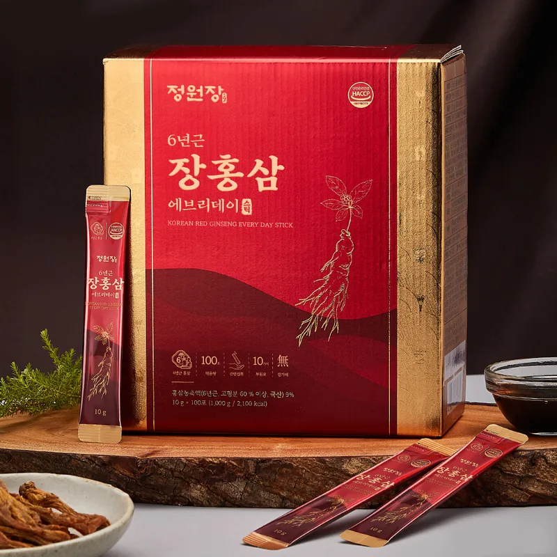 6년근 장홍삼 에브리데이 스틱, 선물형, 10g, 100포, 3박스