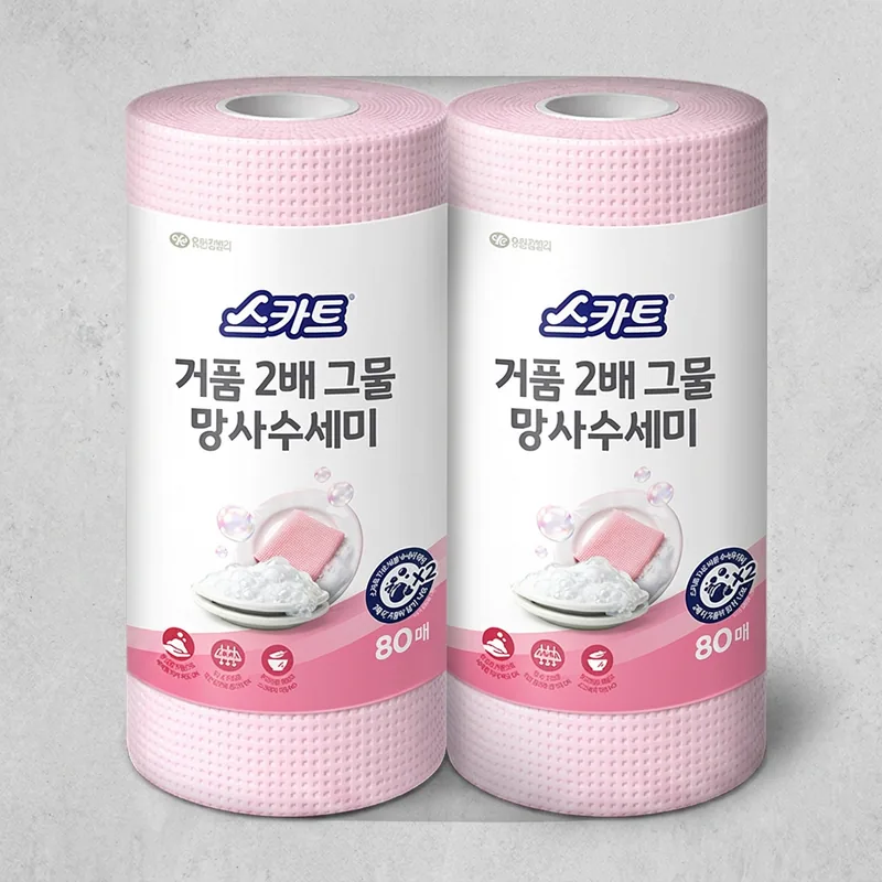 유한킴벌리 스카트 거품 2배 그물 망사 수세미, 80매, 2개입, 1팩