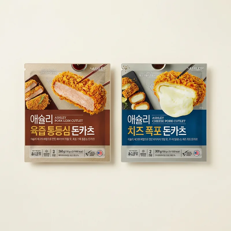 애슐리 육즙 통등심 돈카츠, 260g, 1개 + 치즈 폭포 돈카츠, 300g, 1개