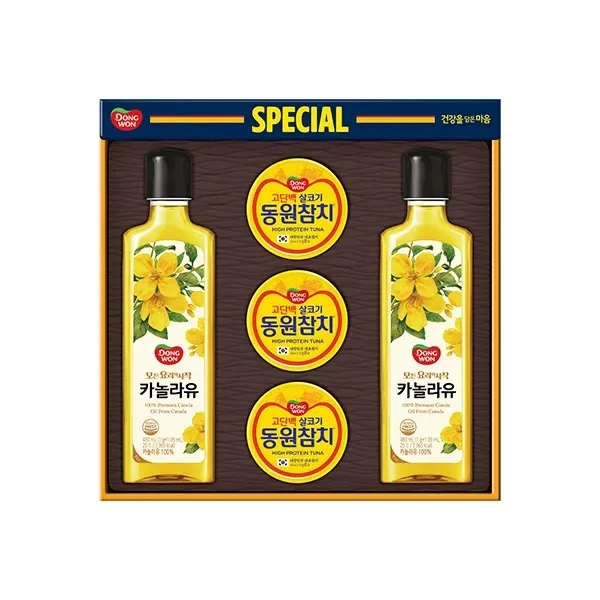동원 스페셜 7호 선물세트, 참치 90g 3캔 + 카놀라유 480ml 2병, 1세트