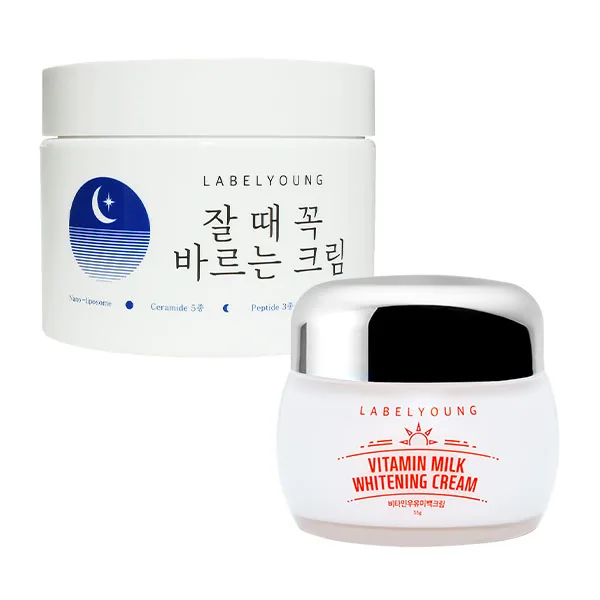 라벨영, 쇼킹 잘 때 꼭 바르는 크림, 100g, 1개 + 비타민우유 미백크림, 55g, 1개