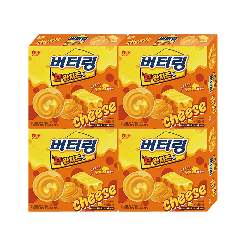 해태제과 버터링, 딥황치즈맛, 155g, 4개