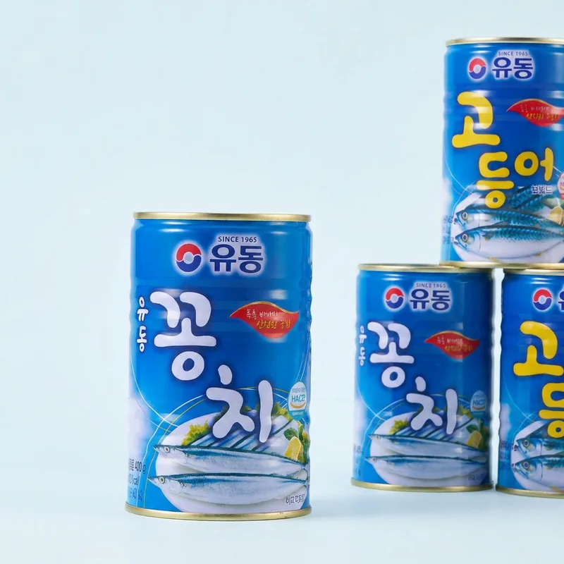 유동 꽁치통조림 2캔 + 고등어통조림 2캔, 1세트