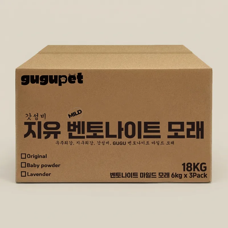 구구펫 마일드 벤토나이트 고양이모래, 무향, 응고형, 먼지없는, 6kg, 3개