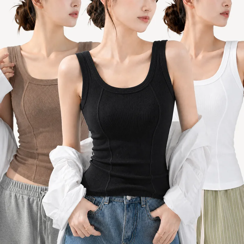 입체라인 골지 캡내장 브라탑 나시, 블랙, M, 1장