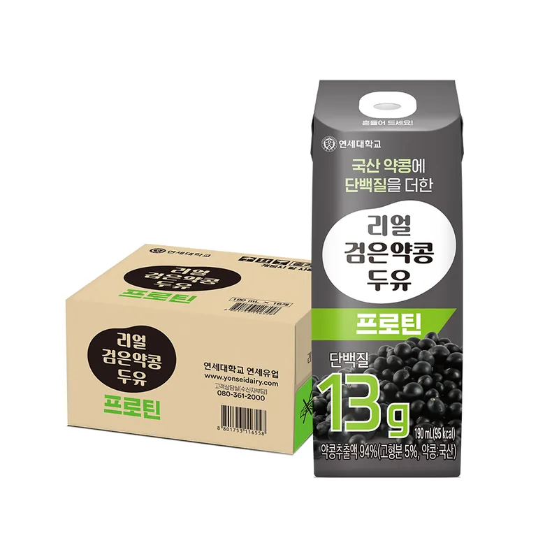 연세두유 리얼 검은약콩 두유 프로틴, 190ml, 16개