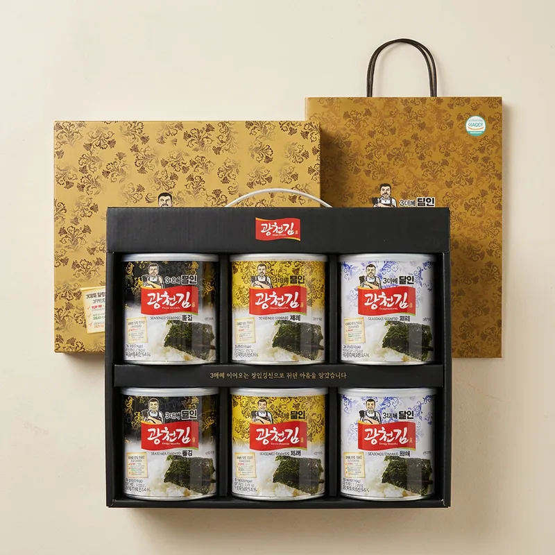 광천김 3대째 달인 고급 선물세트 6호, 재래김 30g 2개 + 파래김 30g 2개 + 돌김 30g 2개, 1세트