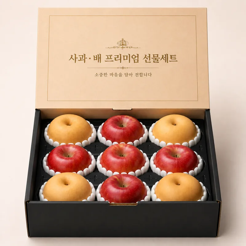 국내산 사과 배 과일선물세트, 사과 5입 + 배 4입, 1박스