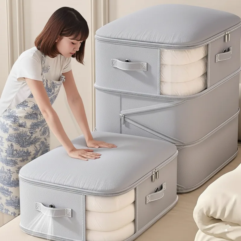 3단 이불 압축 파우치, 특대형, 그레이, 2개입, 1세트