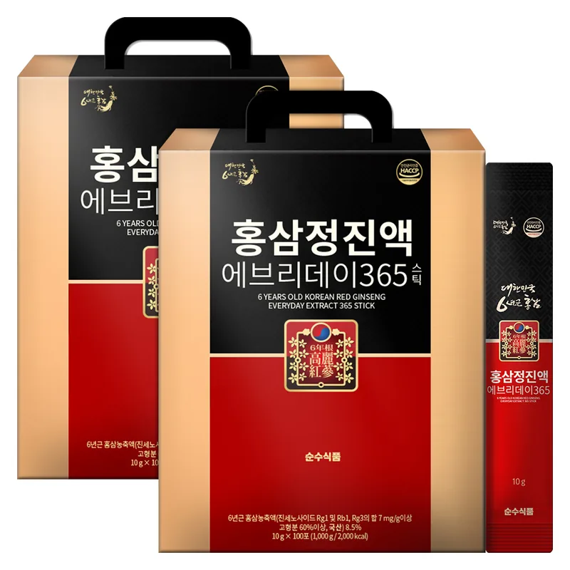 순수식품 홍삼정진액 에브리데이 365 스틱, 10g, 100포, 2박스