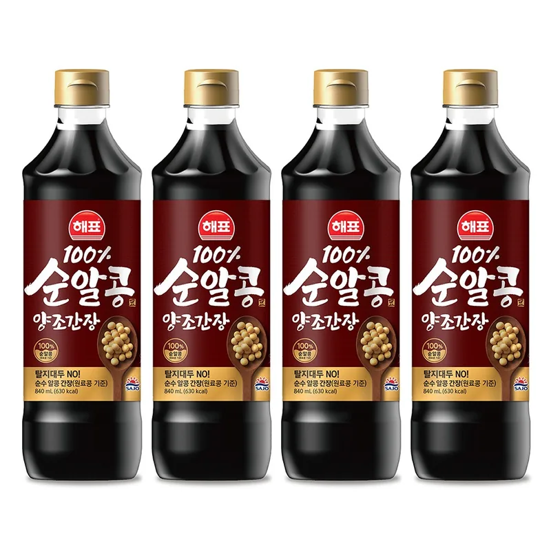 해표 순알콩 양조간장, 840ml, 4개