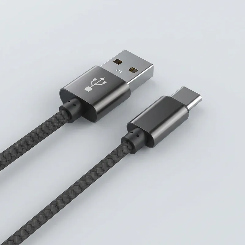 WJT 메탈 고속 충전 케이블, USB-C, 블랙, 1.5m, 1개
