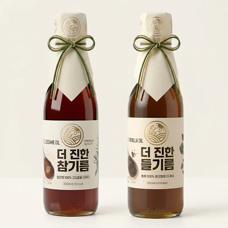 들녘 전통압착 더 진한 통참깨100퍼센트 참기름 + 통들깨100퍼센트 들기름, 350ml, 2병, 1세트