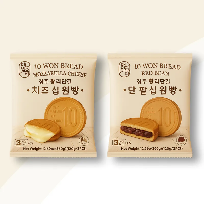 대한우리 경주 황리단길 십원빵, 치즈 120g 3개 + 단팥 120g 3개, 6개