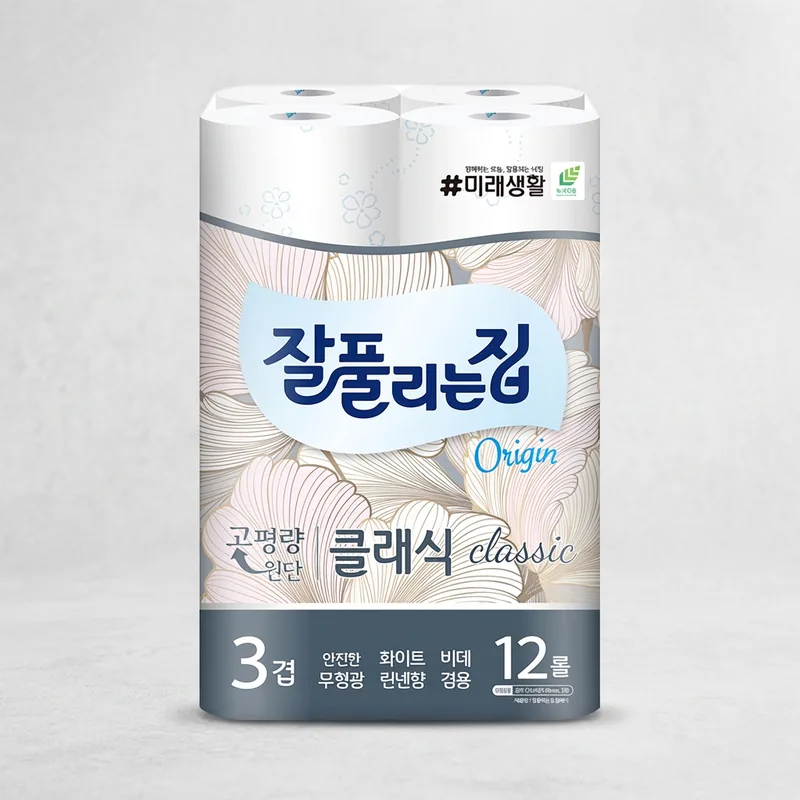 잘풀리는집 무형광 화장지 클래식 3겹 27m 12롤, 1팩