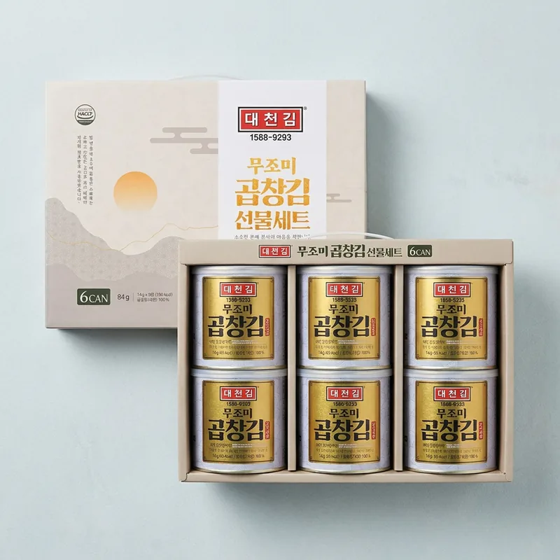 대천김 무조미 곱창캔김세트, 14g, 6캔