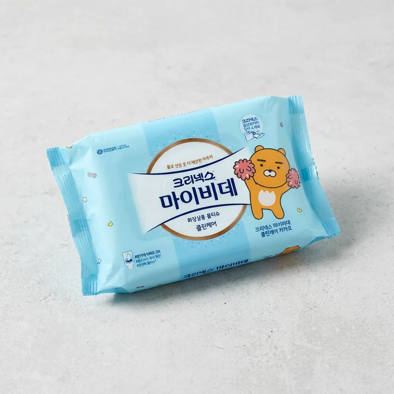 크리넥스 마이비데 클린케어 화장실용 물티슈, 40매, 8팩