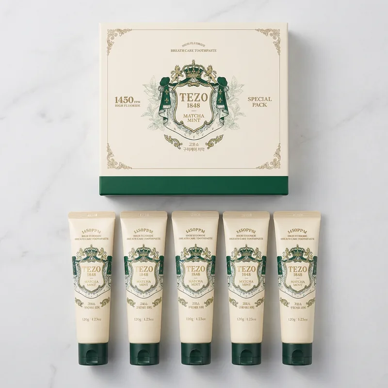 테조 1450 고불소 구취케어 치약, 120g, 5개