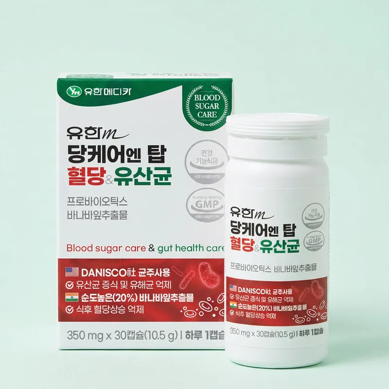 유한메디카 당케어 엔 탑 혈당&유산균, 350mg, 30캡슐, 12개