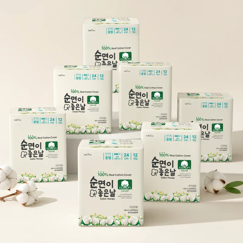 샐리의법칙 순면이좋은날 생리대, 중형, 12매, 7팩