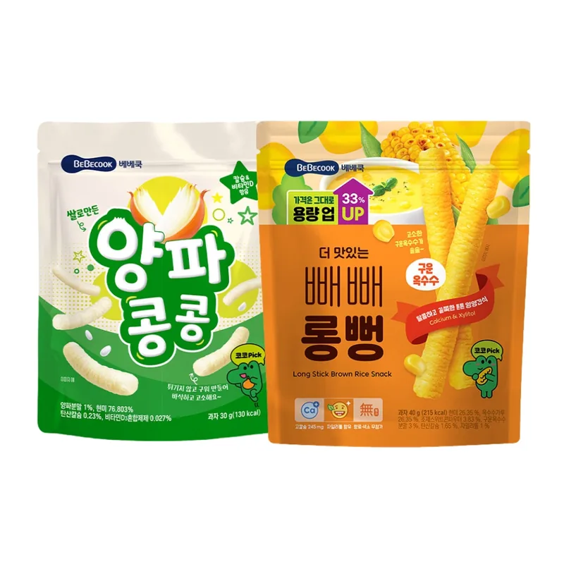 베베쿡 양파콩콩, 30g 5개 + 더 맛있는 빼빼롱뻥 구운옥수수, 40g, 5개