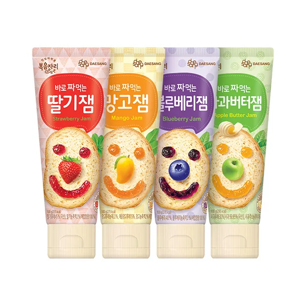 복음자리 짜먹는 과일잼, 딸기 100g 1개 + 블루베리 100g 1개 + 망고 100g 1개 + 사과버터 100g 1개, 4개