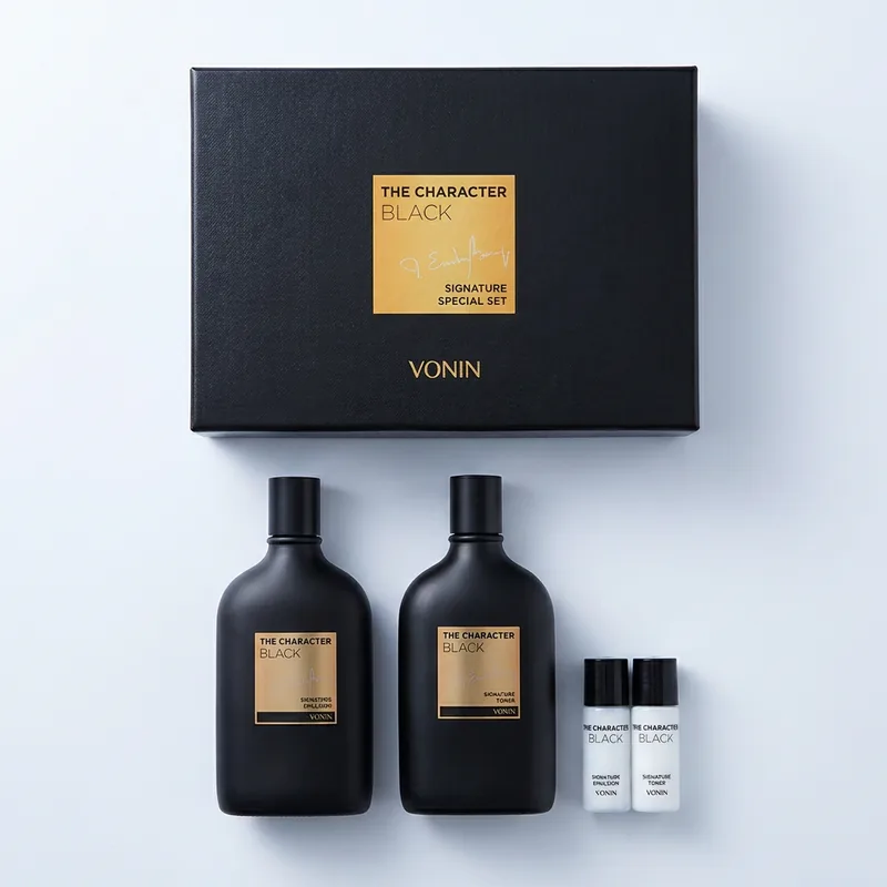 보닌 더 캐릭터 블랙 시그니처 스킨+에멀전 2종 세트, 140ml, 2종, 1세트