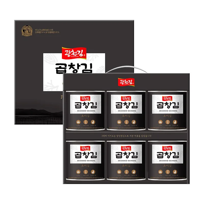 광천김 곱창김 캔김 선물세트, 6캔, 1개