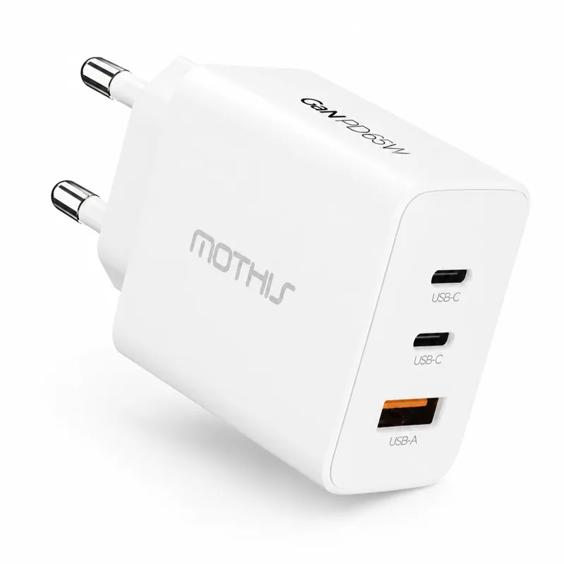 모디스 65W 3포트 초고속 충전기, GaN PD PPS, 화이트, 1개