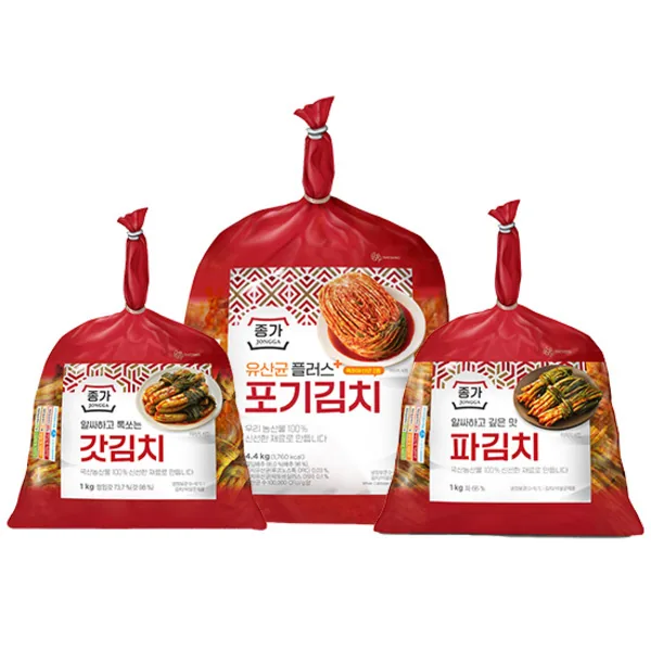 종가 유산균플러스 포기김치, 4.4kg, 1개 + 갓김치, 1kg, 1개 + 파김치, 1kg, 1개