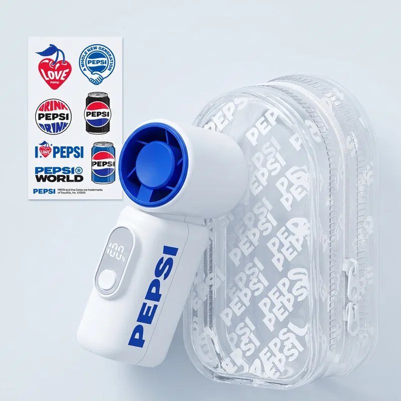 펩시 울트라 터보 미니 휴대용 손선풍기, PEP-HF101T, 화이트, DIY스티커+전용파우치 포함, 1개