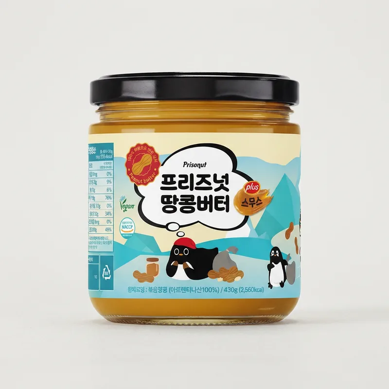 프리즈넛 땅콩버터, 스무스 430g 1개 + 크런치 430g 1개, 2개