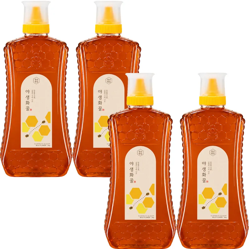 청년벌집 야생화꿀, 천연벌꿀, 2kg, 4개