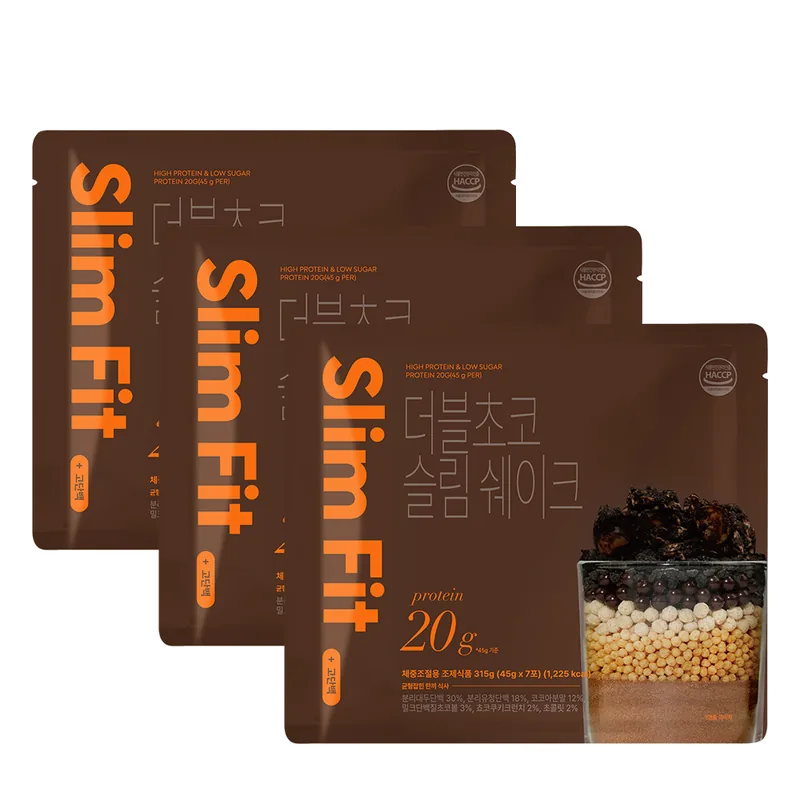 익스트림 단백질 20g 슬림쉐이크, 더블초코, 45g, 7포, 3세트