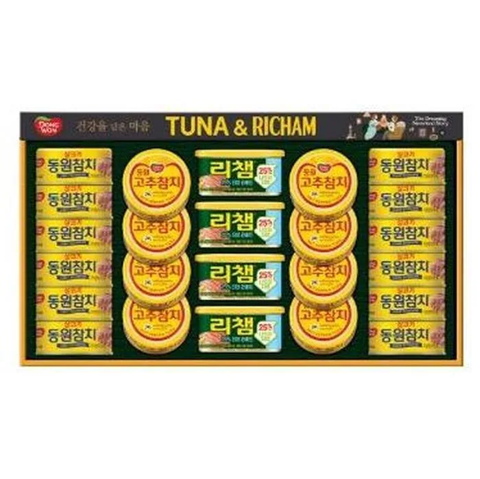 동원 튜나리챔 11호 선물세트, 동원참치 살코기 135g 12캔 + 동원 고추참치 90g 8캔 + 리챔 더블라이트 200g 4캔, 1세트